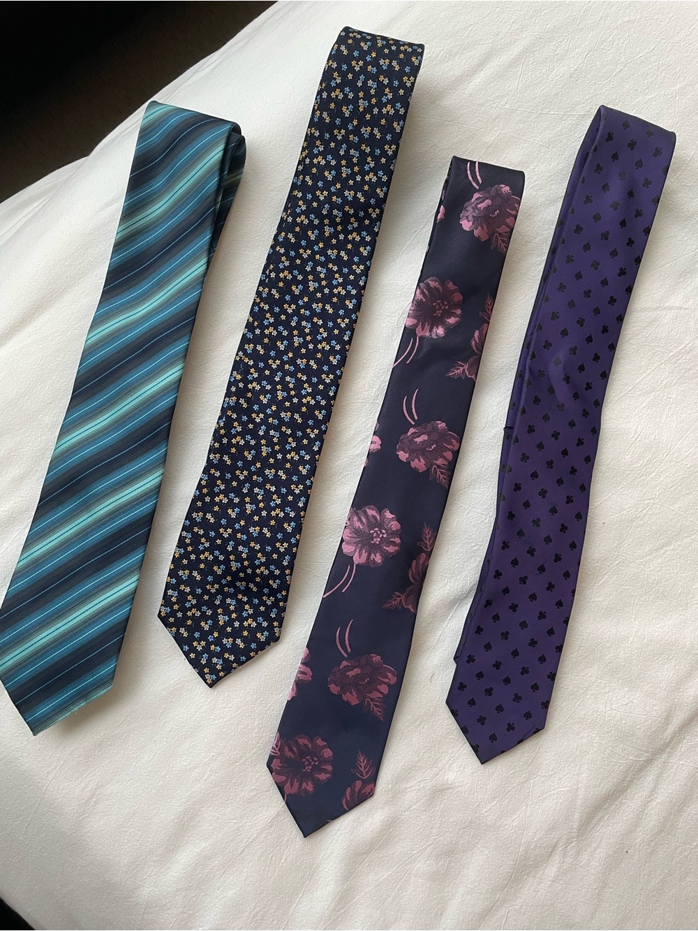 Men's Assorted Patterned Neckties - Blue, Navy, Purple, Teal